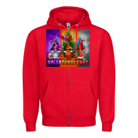 Red happy hallothanksmas Zipper Hoodie - FaDigitalArtStudio