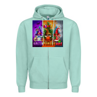 Seafoam happy hallothanksmas Zipper Hoodie - FaDigitalArtStudio