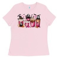 Bubblegum Pink Scream Coffee Cups Ladies Tee - MaliasSmallBusiness