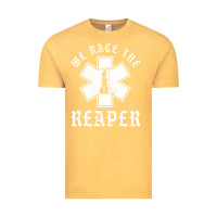 Vintage Mustard Emt, Ems And Paramedic We Race the Reaper Vintage Tee - longCreatives