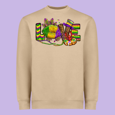 Love Lips Mardi Gras Heavyweight Sweatshirt Designed By Oliviacreatesart