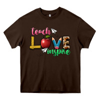 Chocolate Brown teach love inspire Heavy Core Tee - NancyCooperArtShop
