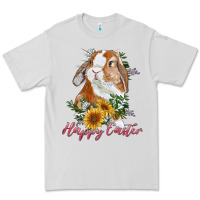 Dove Grey happy easter with bunny and sunflowers Premium Tee - RanaPortraitStore