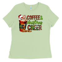 Matcha Coffee and Christmas cheer Ladies Tee - NancyCooperArtShop