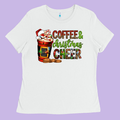 Coffee And Christmas Cheer Ladies Tee Designed By Nancycooperartshop
