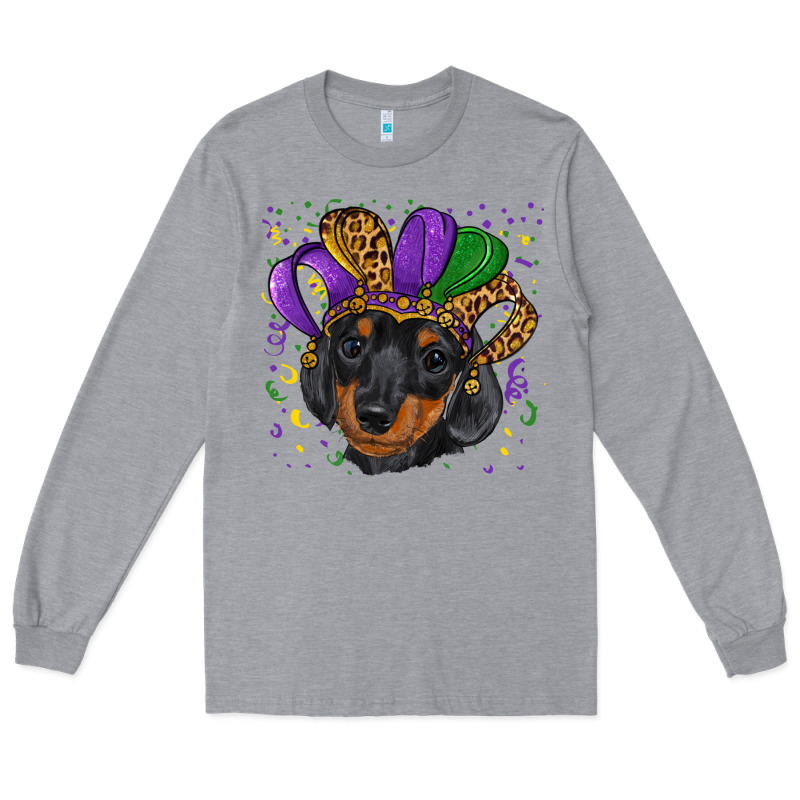 Mardi Gras Hat Dachshund Puppy Long Sleeve Tee by RanaPortraitStore | Teevron