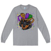 Heather Grey mardi gras hat dachshund puppy Long Sleeve Tee - RanaPortraitStore