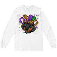 White mardi gras hat dachshund puppy Long Sleeve Tee - RanaPortraitStore