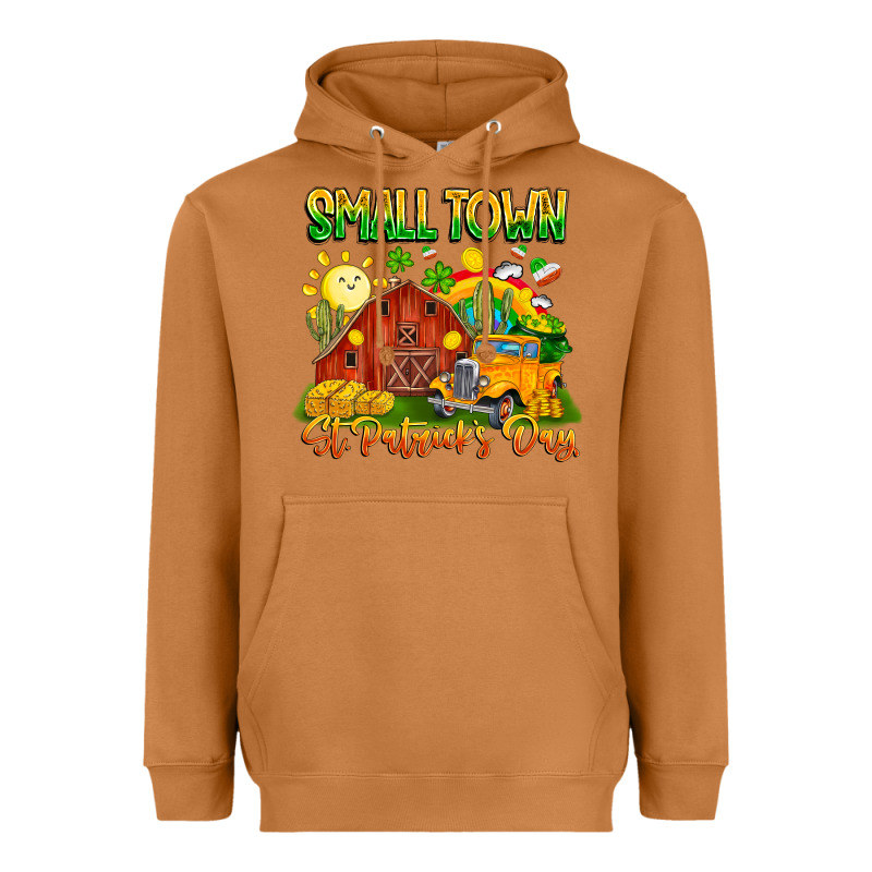 Small Town St Patricks Day Heavyweight Hoodie by CowhideDigitalArt | Teevron