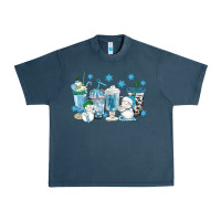 Midnight Navy winter snowman coffee cups Urban Heavy Tee - texasbilliewilder