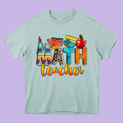 Math Teacher Heavy Core Tee Designed By Nancycooperartshop