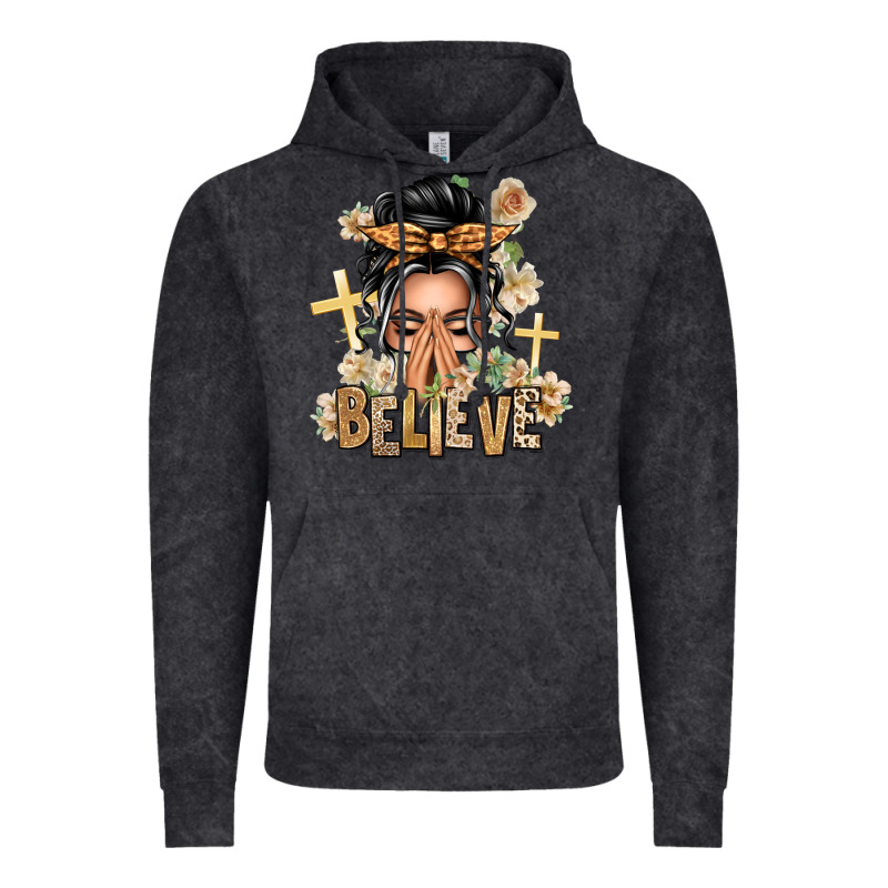 Gray Hair Believe Praying Caucasian Messy Bun Vintage Hoodie by texasbilliewilder | Teevron