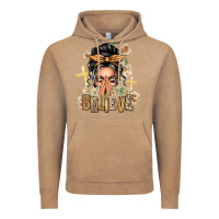 Vintage Coffee Gray Hair Believe Praying Caucasian Messy Bun Vintage Hoodie - texasbilliewilder