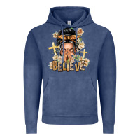 Vintage Denim Gray Hair Believe Praying Caucasian Messy Bun Vintage Hoodie - texasbilliewilder