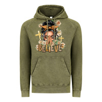 Vintage Olive Gray Hair Believe Praying Caucasian Messy Bun Vintage Hoodie - texasbilliewilder