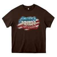 Chocolate Brown America america Heavy Core Tee - NancyCooperArtShop