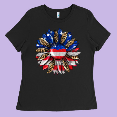 American Flag Leopard Ladies Tee Designed By Ranaportraitstore