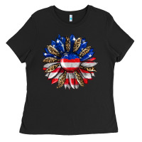 Black american flag leopard Ladies Tee - RanaPortraitStore