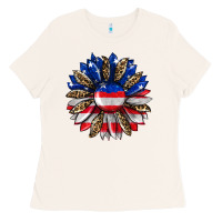 Bone american flag leopard Ladies Tee - RanaPortraitStore