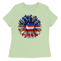 Matcha american flag leopard Ladies Tee - RanaPortraitStore