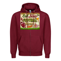 Burgundy eat sleep football repeat tumbler Zipper Hoodie - BundleAndBundleShop