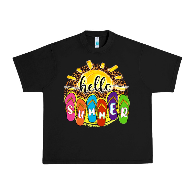 Hello Summer With Flip Flops Urban Heavy Tee by NancyCooperArtShop | Teevron
