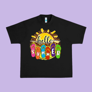 Hello Summer With Flip Flops Urban Heavy Tee Designed By Nancycooperartshop