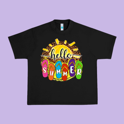 Hello Summer With Flip Flops Urban Heavy Tee Designed By Nancycooperartshop