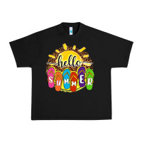 Black hello summer with flip flops Urban Heavy Tee - NancyCooperArtShop