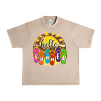 French Oak hello summer with flip flops Urban Heavy Tee - NancyCooperArtShop