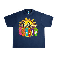 Navy hello summer with flip flops Urban Heavy Tee - NancyCooperArtShop