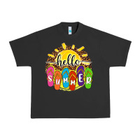 Pigment Black hello summer with flip flops Urban Heavy Tee - NancyCooperArtShop