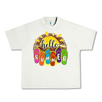 Pistachio hello summer with flip flops Urban Heavy Tee - NancyCooperArtShop