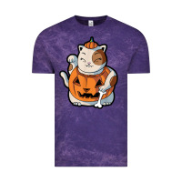 Cloud Purple cute kawaii maneki neko cat halloween pumpkin costume boys Vintage Tee - trangStudio