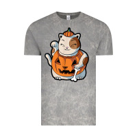 Cute Kawaii Maneki Neko Cat Halloween Pumpkin Costume Boys Vintage Tee | Teevron