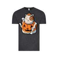Vintage Black cute kawaii maneki neko cat halloween pumpkin costume boys Vintage Tee - trangStudio