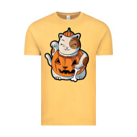 Vintage Mustard cute kawaii maneki neko cat halloween pumpkin costume boys Vintage Tee - trangStudio