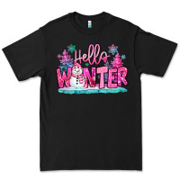 Black hello winter pink snowman Premium Tee - MaliasSmallBusiness