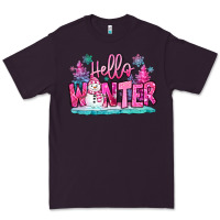 Plum hello winter pink snowman Premium Tee - MaliasSmallBusiness