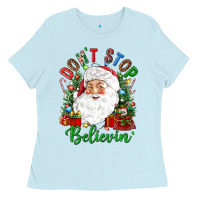 Baby Blue Don't stop believin' Ladies Tee - NancyCooperArtShop