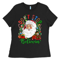 Black Don't stop believin' Ladies Tee - NancyCooperArtShop