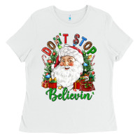 White Don't stop believin' Ladies Tee - NancyCooperArtShop