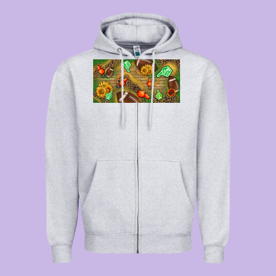 Western Sunflower And American Football License  Plate Zipper Hoodie Designed By Bundleandbundleshop