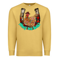 Antique Gold horseshoe chicken Premium Sweatshirt - CowhideDigitalArt