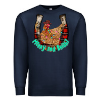 Navy horseshoe chicken Premium Sweatshirt - CowhideDigitalArt