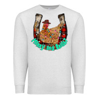 Oatmeal Heather horseshoe chicken Premium Sweatshirt - CowhideDigitalArt