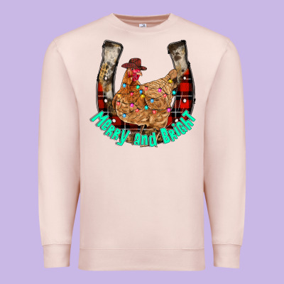 Horseshoe Chicken Premium Sweatshirt Designed By Cowhidedigitalart