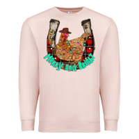 Pale Pink horseshoe chicken Premium Sweatshirt - CowhideDigitalArt