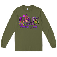 Army Green Love Mardi Gras with gnome Long Sleeve Tee - HowdyJamesFarm