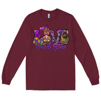 Burgundy Love Mardi Gras with gnome Long Sleeve Tee - HowdyJamesFarm